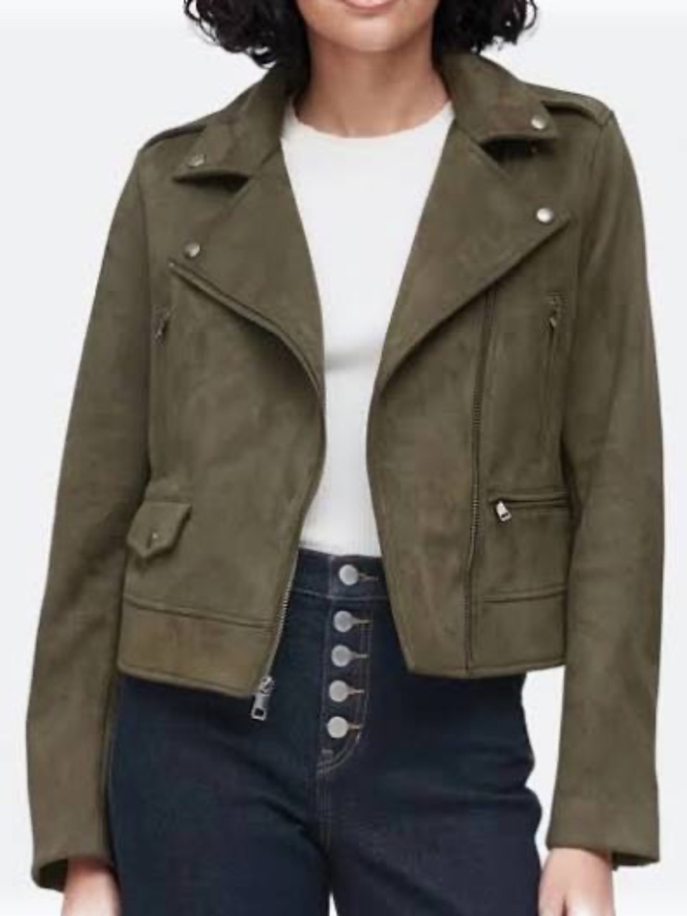 Banana Republic Petite Vegan Suede Moto Jacket XXSP